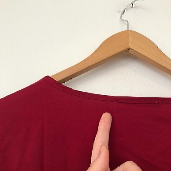 NEW NWT ROSEGAL Plus Size Solid Red V-Neck Long Sleeve Button Down Blouse Top 2X - Picture 12 of 12